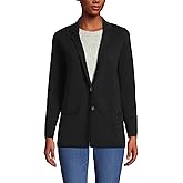 Lands' End Women's Fine Gauge Cotton Button Front Blazer Sweater