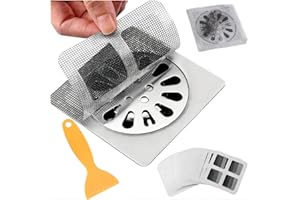 AMAZOPEN 25 Packs - Disposable Shower Drain Hair Catcher 3.94 Inches Square Drain Hair Catcher Stickers for Bath & Kitchen - Hair Catcher Shower Drains Cover for Human & Pet Hair - Mesh for Bathtub & Laundry