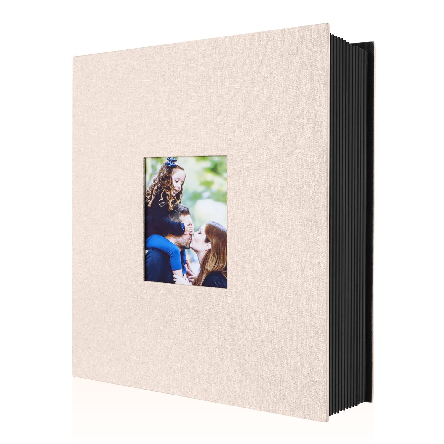 Benjia Photo Album 6x4 Slip in, Linen 400 Pockets Photo Albums Holds Portrait Only 10x15cm Picture Beige — image 1