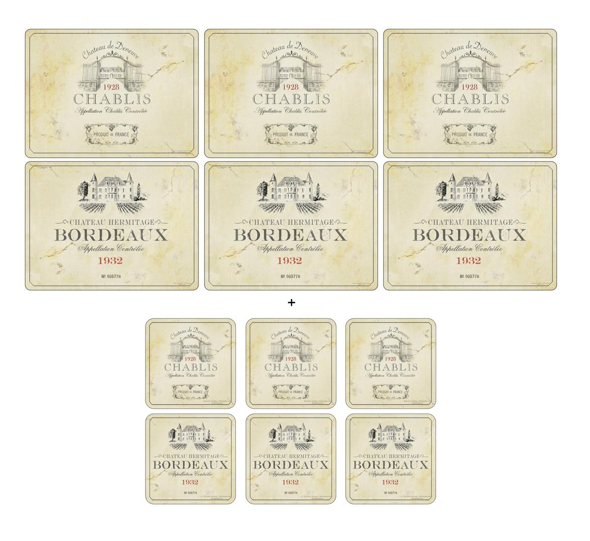 Pimpernel Vin de France, 6 Placemats + 6 Coasters