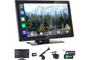 ALIESTFDNO 9" Wireless CarPlay Touchscreen for Car,Apple Carplay & Android Auto Car Play Screen with 4K Dash Cam,1080p Rear Camera,GPS Navigation,Car Stereo Receiver with Bluetooth, AirPlay