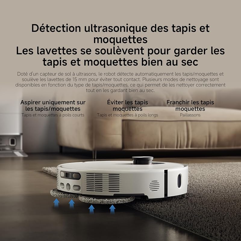5 Aspirateur Robot, 20000 Pa, Navigation dToF Rétractable