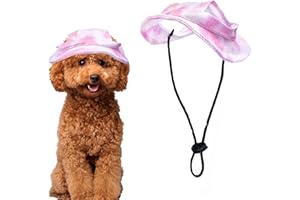 Pai Sence Summer Dog Hats for Small Dogs Tie Dye Hearts Shape Dog Bucket Hat with Ear Holes Pink Dogs Sun Hats Pupyp Outdoor Sun Protection S