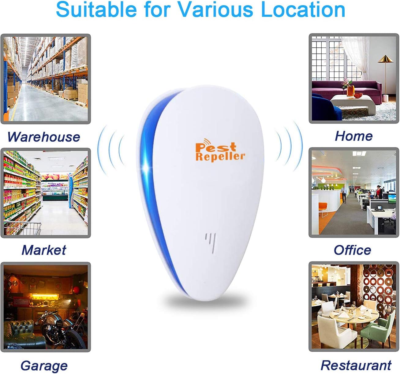 Tosreny Ultrasonic Pest Repeller,(6 Pack) Electronic Bug Repellent Plug-in Indoor. Repel Bugs Mice Roaches Ants Spiders Rats Bats Birds Flies Mosquitoes Fleas Rodents and Insects-White: Health & Personal Care