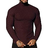 JoZorro Mens Mock Neck T Shirts Pullover High Neck Turtleneck Premium Cotton Long Sleeve Sweaters for Men