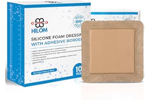 Hilom Silicone Foam Dressing with Adhesive Border 6 in x 6 in (10 Pack) Waterproof Dressing | Moist to Heavily Draining Wounds Including Pressure Ulcer, Burns, or Lacerations | Latex Free…