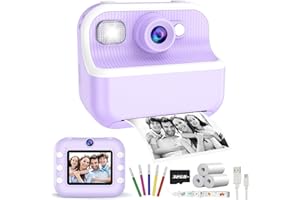 MOFGDNI Kids Camera Instant Print, Christmas Birthday Gifts for Girls Boys, Instant Print Camera for Kids with with Dual Camera, Toddler Camera Toy for 4 5 6 7 8 9 10 Year Old Kids with 32GB SD Card