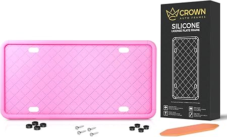 Amazon Crown Auto Frames シリコンナンバープレートフレーム ピンクナンバープレートフレーム 女性と男性用 フロントまたはリアナンバープレートホルダー 排水穴とネジ付き ナンバーカバー ホルダー 車 バイク Amazon Crown Auto Frames シリコンナンバープレートフレーム ピンクナンバープレートフレーム 女性と男性用 フロントまたはリアナンバープレートホルダー 排水穴とネジ付き ナンバーカバー ホルダー 車 バイク