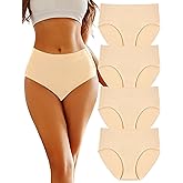 FINETOO Women's High Waisted Seamless Underwear Full Coverage Brief Ladies No Show Panties Sexy Lingerie Regular&Plus Size