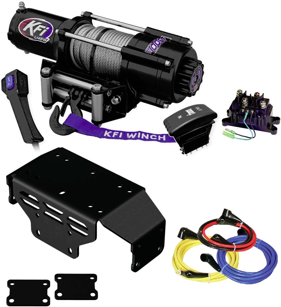 KFI Combo Kit - U45w-R2 4500lbs Wide Winch, Mount Bracket, Wiring, Switches, Remote Kit - Compatible/Replacement for 2015 to 2018 Honda SXS500 Pioneer 500 UTV