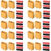 AUTOUTLET 10 Pairs XT90 XT-90 Male Female Bullet Connectors Power Plugs with 20Paris Heat Shrink Tube for RC Lipo Battery/Car/Boat
