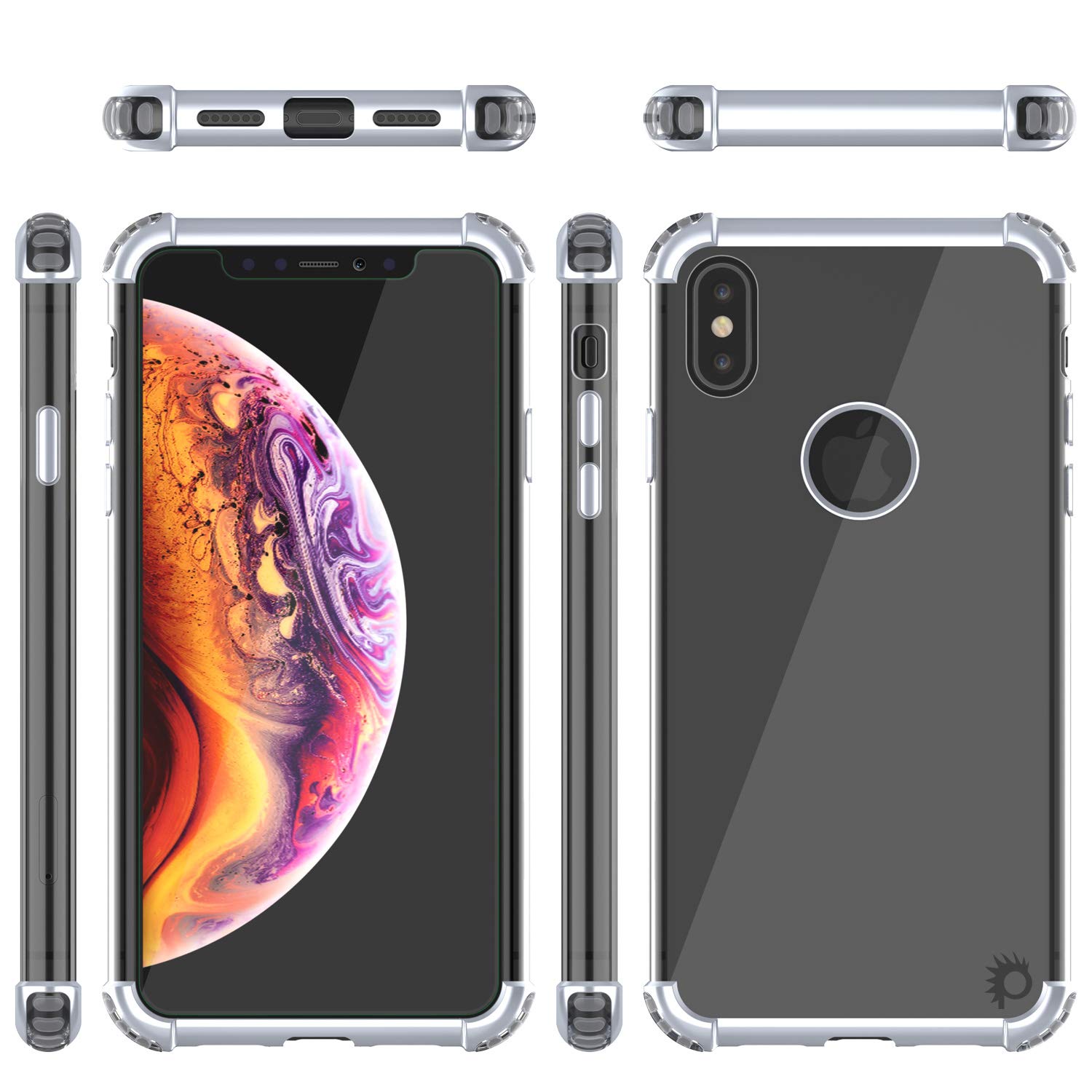 iPhone Xs Max Case, Punkcase [Blaze Series] Protective Cover W/PunkShield Screen Protector [Shockproof] [Slim Fit] Compatible for Apple iPhone Xs Max [Silver]
