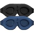ALASKA BEAR 2 Pack 100% Blackout Sleep Masks Most Comfortable Contoured Eye Cups and Nose Covering for Women Men, 3D Pillow Eye Masks 0 Pressure on Eyelids & Eyelashes(Black&Navy)