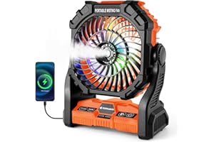 Odoland 20000mAh Camping Fan, Portable Misting Fan with Light, Battery Operated Rechargeable Mister Tent Fans with Hook & 250mL Water Tank, Cooling Mist for Outdoor Beach Patios RV Car Summer
