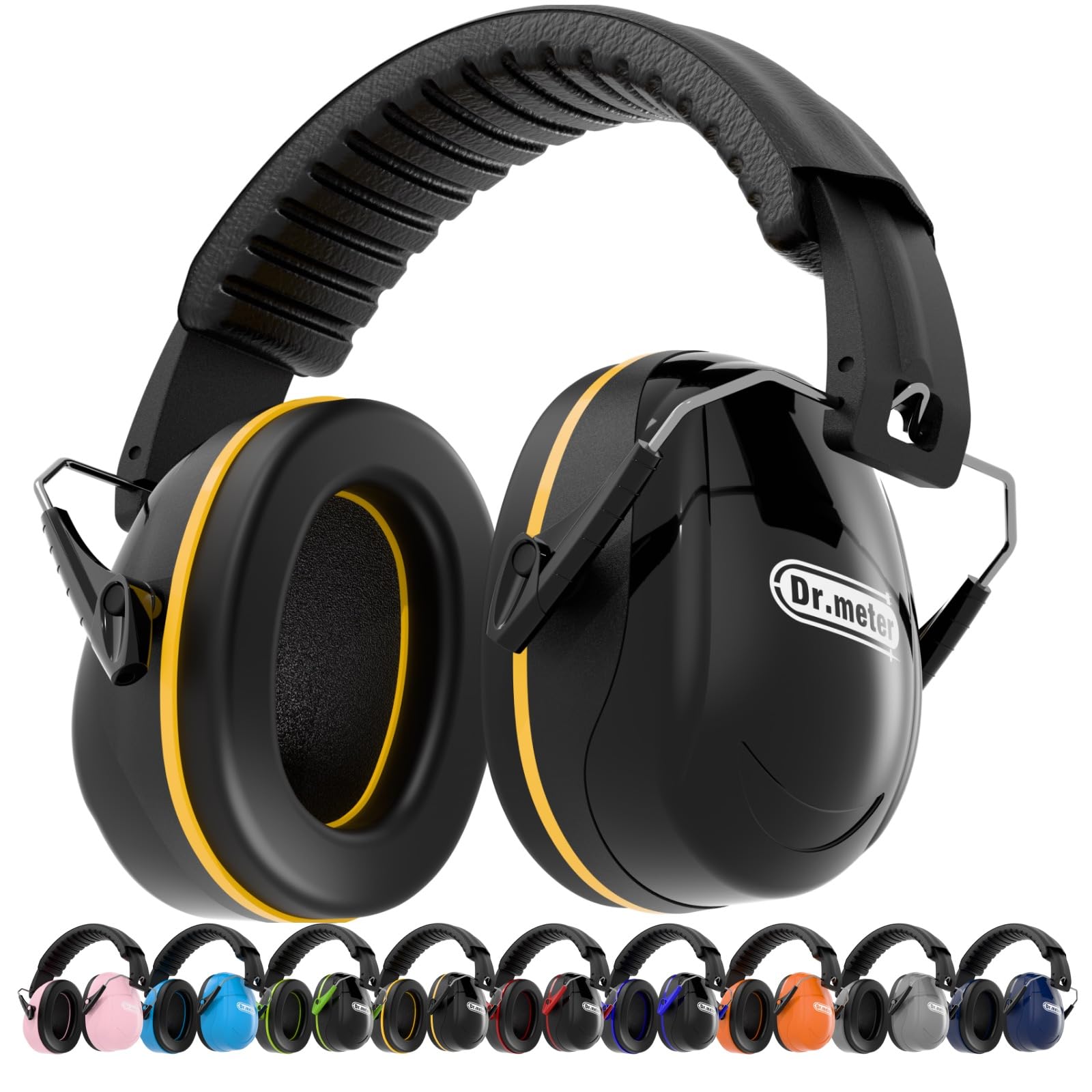 Dr.meter Ear Defenders Adults, SNR 31dB Noise Reduction Earmuffs with with Adjustable Headband Double Layers Hearing Protection for Gardening Yard Work Bag Included