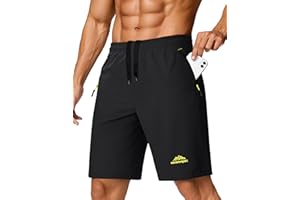 TACVASEN Men's Running Athletic Shorts 9" Quick Dry Workout Gym Shorts Lightweight Summer Shorts 3 Zipper Pockets