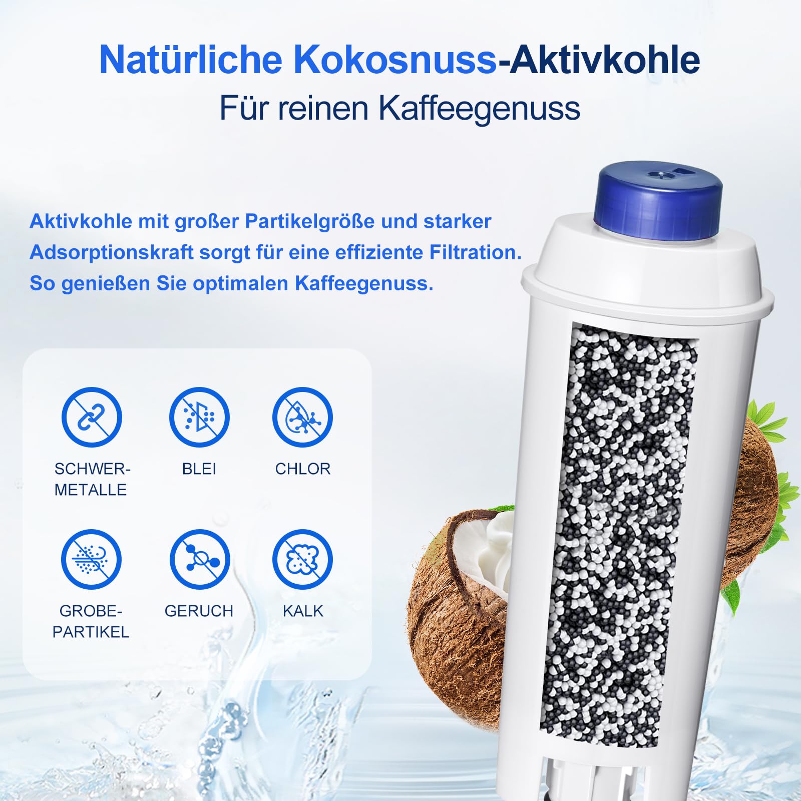 Molifal Wasserfilter, Ersatz für Delonghi Kaffeevollautomaten DLSC002 Filter, kompatibel mit Delonghi Dinamica, Magnifica S, Eletta Explorer, ETAM Autentica EPAM und ECAM-Serie Kaffeeautomat (6-Stück) 3