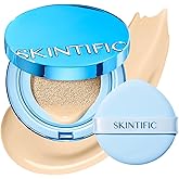 SKINTIFIC Velvet Matte Cushion Foundation Blue #01W Warm Vanilla| Full Coverage,12H Oil Control,Ideal for Oily & Combination Skin,Waterproof,Long-Lasting, Lightweight, Hydrating,Transfer-Proof