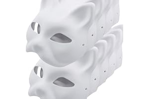 Yabber Cat Masks | 10 Pack | Mask Painting for Kids | Arts & Crafts for Children - Boys or Girls - Halloween | Party Favor | Fall Classroom Activity