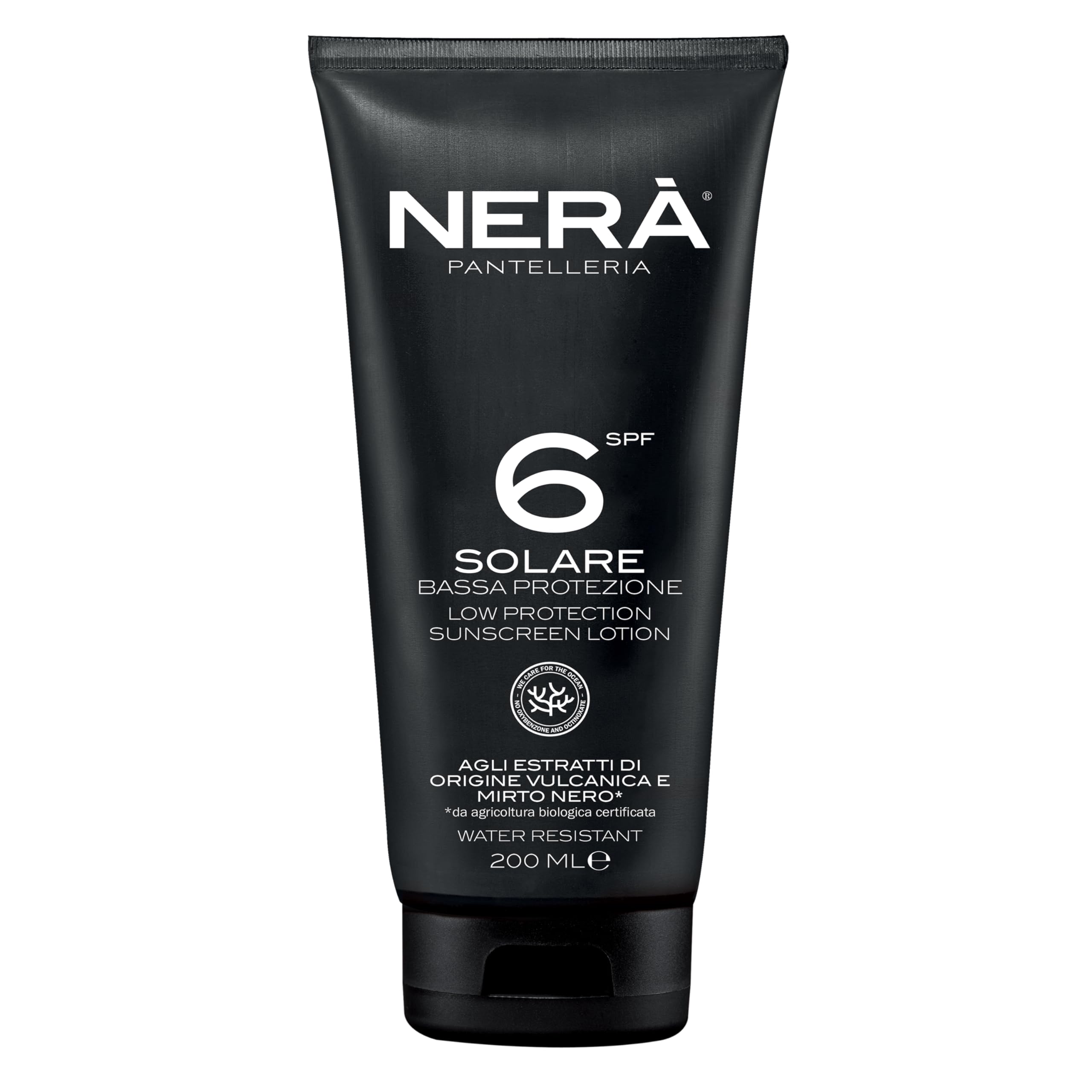NERA Pantelleria SPF 6 Water Resistant Sunscreen Lotion: Low Protection 200ML Lotion with UVA & UVB Filters for Dehydration and Aging Prevention, Men and Women