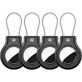 4 Pack Waterproof AirTag Holder for AirTag 1st & 2nd Generation,AirTag Keychain with Secure Lock,AirTags Case Cover for Apple AirTag Accessories for GPS Item Finder Tracker Luggage, Bag,Key,Pet,Black