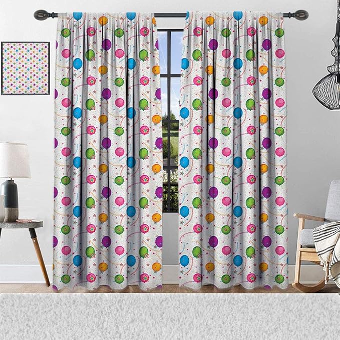 Yahonwa Birthday Blackout Curtains, Bright Colored Flying
