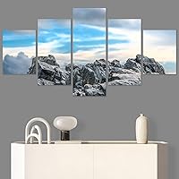 SIGNWIN 5 Panel Canvas Wall Art Modern Art Landscape Modern Multicolor Photography Relax/Calm Rocky for Home Decorations Ready to Hang - 60