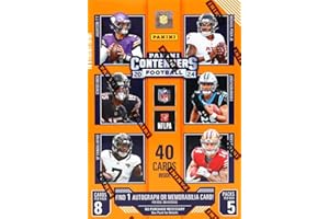 2024 Panini Contenders Football Series Factory Sealed Blaster Box with One Autograph or Rookie Ticket Memorabilia Swatch Plus Seven Inserts or Parallels Per Box Including Exclusive Blue Parallels