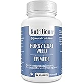 Horny Goat Weed by Nutritionn - 100% Pure Epimedium (HGW) With No Added Ingredients - 500 mg Capsules, 1000 mg Once-Daily Ser