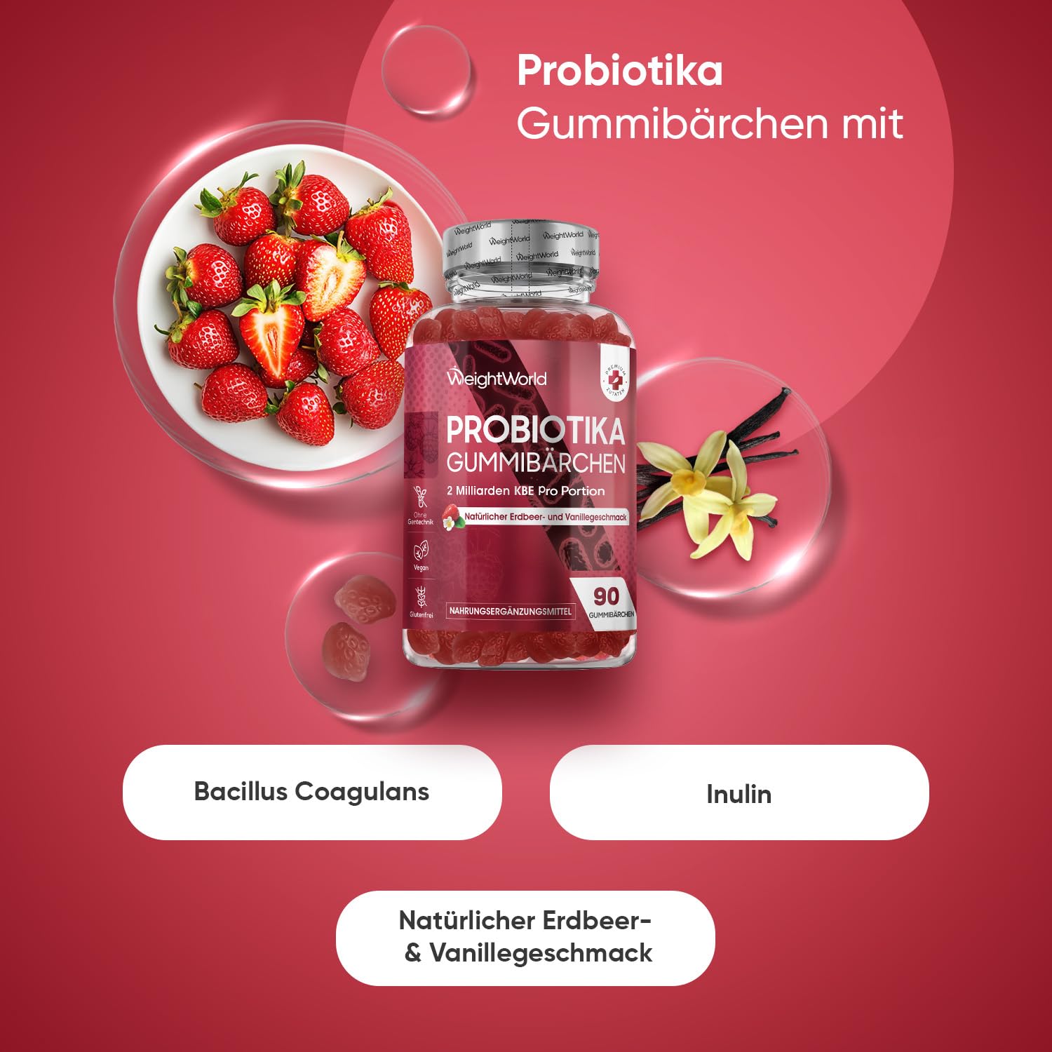 WeightWorld Probiotika Gummibärchen mit Inulin - 90 vegane Gummies 2