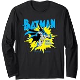 Batman Crime Fighter Hero Icon Vintage Comic Panel Long Sleeve T-Shirt