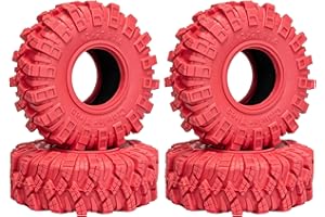 LRFHL 1.0 Tires Soft and High Grip 1.0 Colored Tires RC Crawler Tyres with Foam Insert for 1/18 TRX4M 1/24 SCX24 FCX24 Upgrade (4PCS, Red)