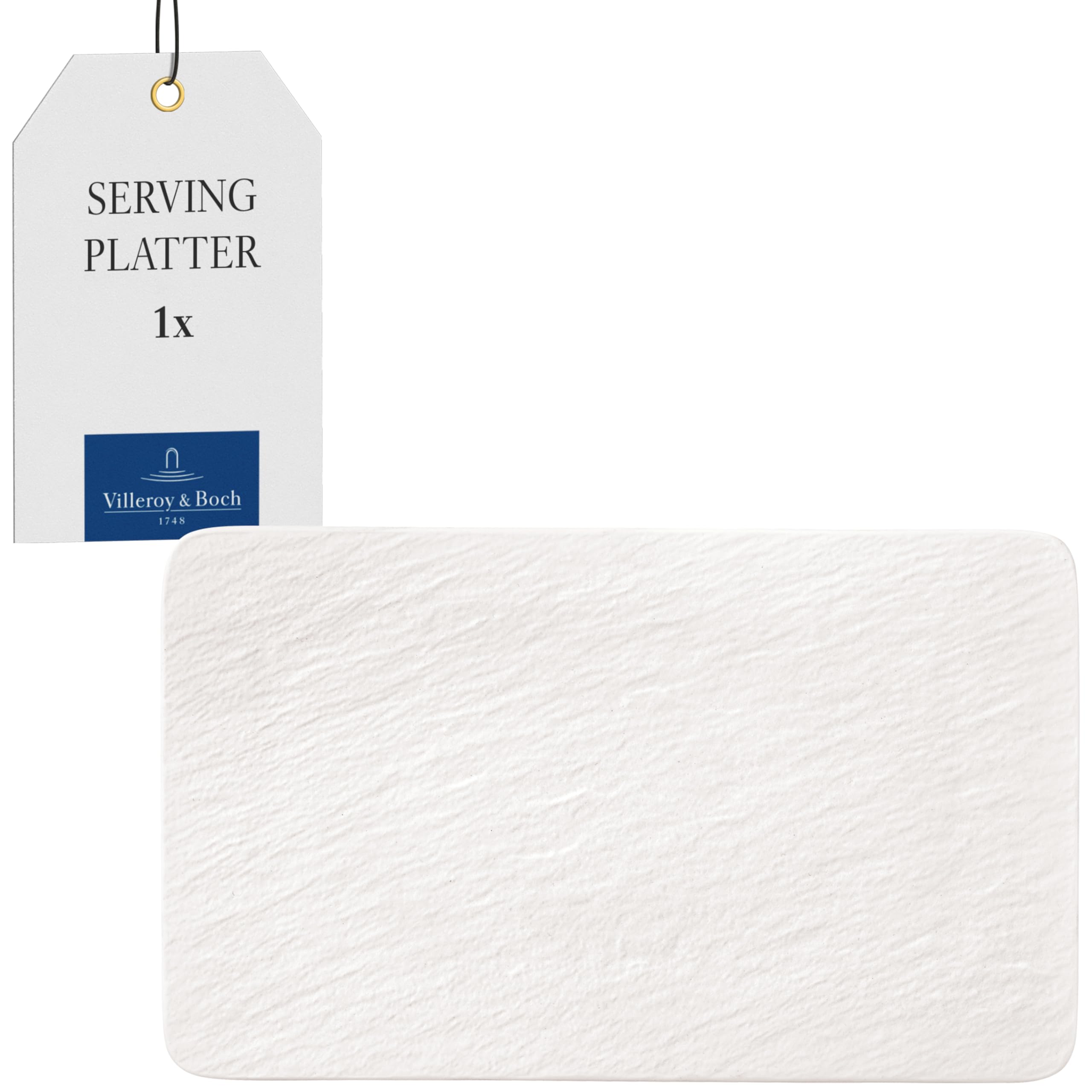 Villeroy & Boch - Manufacture Rock Blanc Rectangular Multi-Functional Plate, Beautiful Universal Plate Made from Premium Porcelain, Dishwasher Safe, White