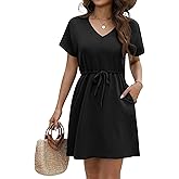 AI'MAGE Women's Swimsuit Coverup Short Sleeves Bathing Suit Cover Up 2026 Bikini Beach Dress for Swimwear with Pockets