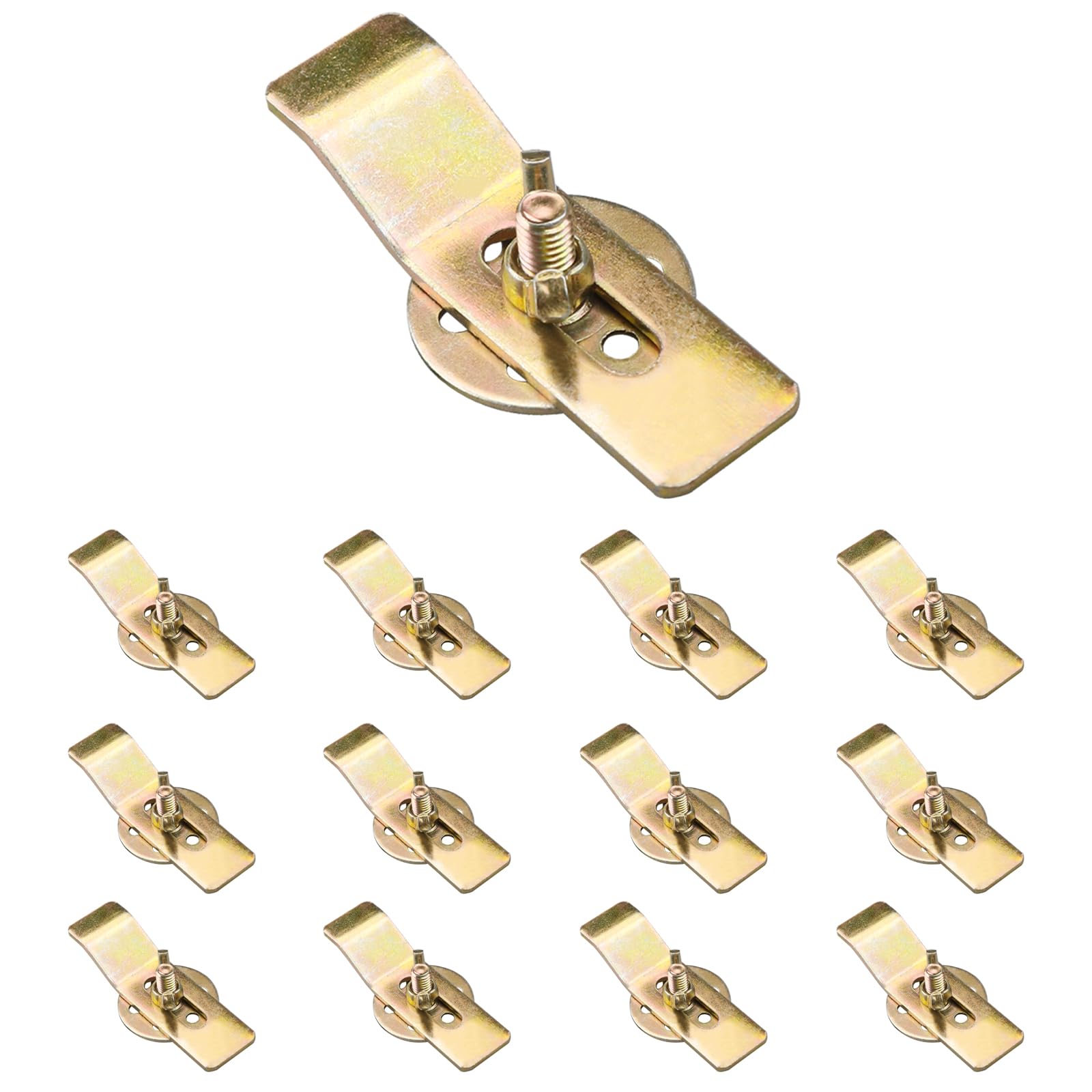 Photo 1 of Undermount Sink Clips, 12 PCS Undermount Sink Brackets, Sink Mounting Kit Bracket, Installation Repair Hardware Clips Fastener Support for Kitchen or Bathroom Sinks (Gold)