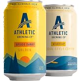 Athletic Brewing Company Craft Non Alcoholic Beer, Vegan Golden &amp; Mexican-Style Copper, Low Calorie Brews, 6 Upside Dawn &amp; 6 Atl&eacute;tica, 12 Pack, 12 FL Oz Cans