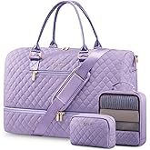 LOVEVOOK Travel Duffle Bag for Women, Weekender Overnight Bag with Shoe Compartment, Carry on Bag with Toiletry Bag, Gym Duffel Bag with Wet Pocket, Hospital Bags for Labor and Delivery 3 Pcs Set