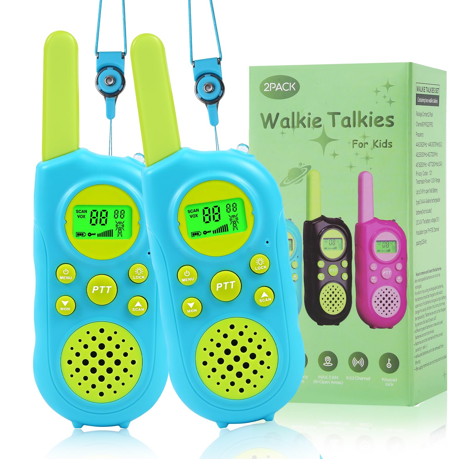 Photo 1 of (battery opperated) VOOPON Walkie Talkies for Kids 22 Channels Long Range 2 Way Radio Toys for 3-12 Ages with LCD Flash Light,Birthday Gifts for 4 5 6 7 8 9 Years Old Boys Girls for Camping Hiking Indoor Outdoor (Blue)