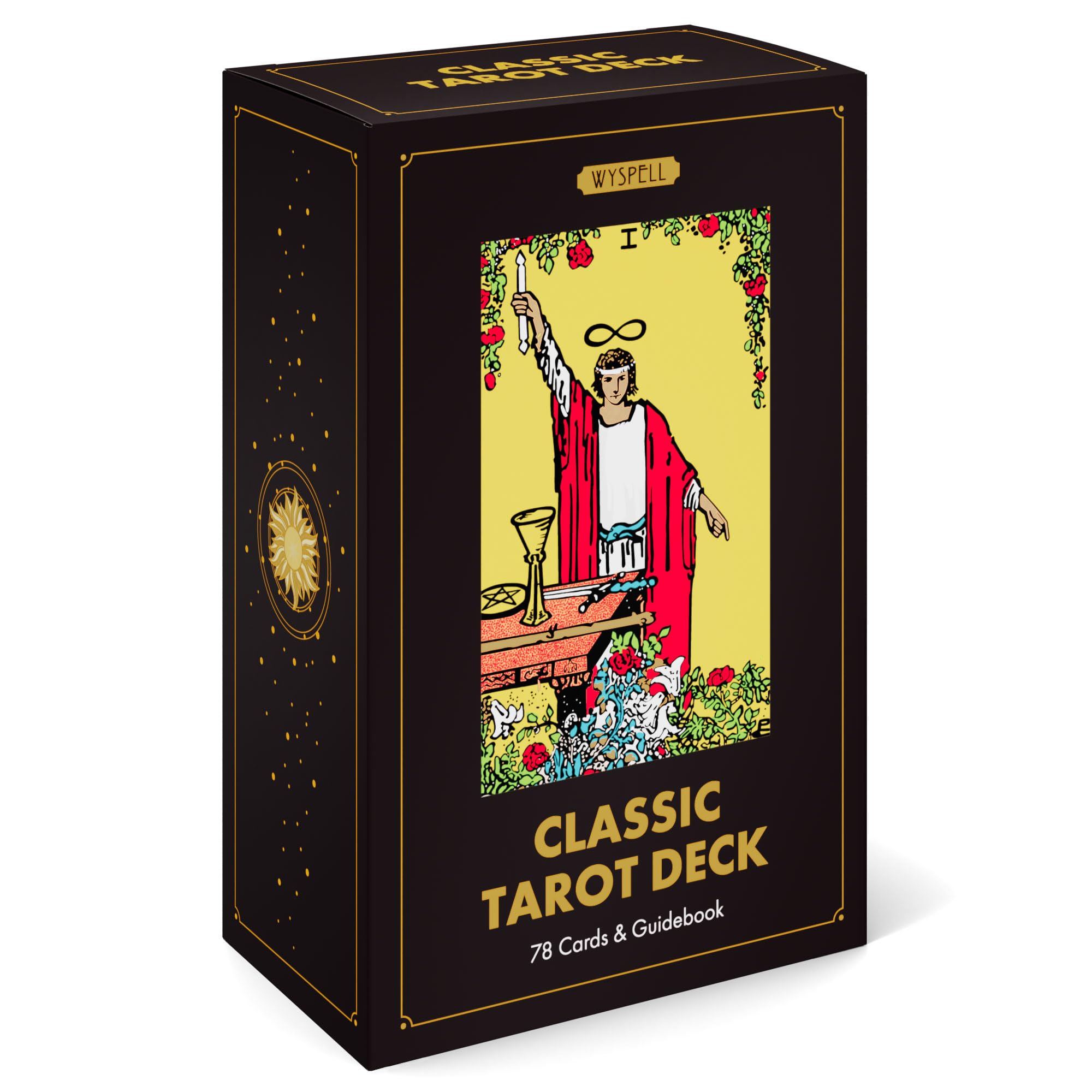 Wyspell Classic Tarot Deck - Original Tarot Cards with Guide Book for Beginners - Beginner Cards with Meanings (Dark)
