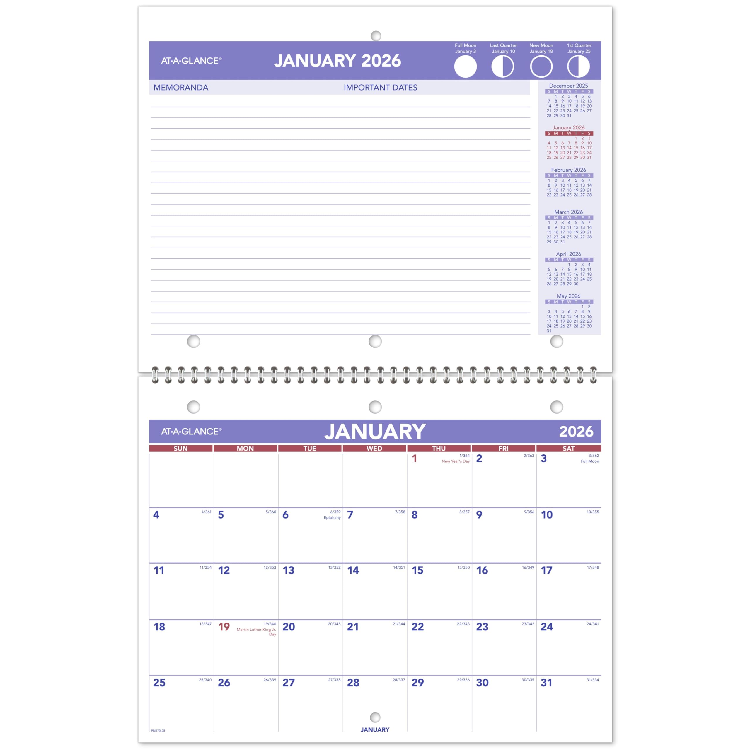 Photo 1 of AT-A-GLANCE 2026 Wall Calendar, 8.5" x 11", Small, Unruled Blocks