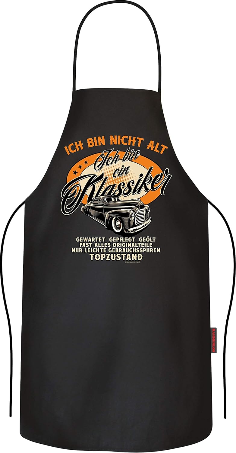 RAHMENLOS Grillschürze Ruhestand. Bin nicht alt, ich bin ein Klassiker