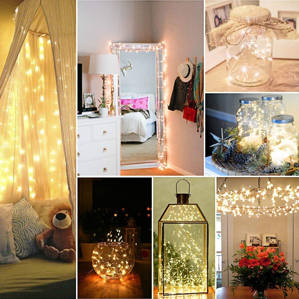 Kohree String Lights LED Copper Wire Fairy Lights, Battery Operated Starry Fairy Lights, Decor Rope Lights For Seasonal Decoration Home,Holiday, Wedding, Party(Warm White,2.2m/7.2ft) 8 Packs