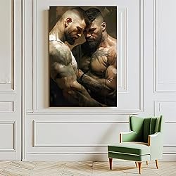 HMLZSJ Nude Muscle Male Torso Portrait Art Gay