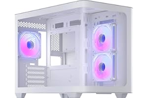 darkFlash Micro-ATX Gaming PC Case, MATX PC Case with 3 x 120mm ARGB Fans, Panoramic View Dual Tempered Curve Glass Computer Case, USB 3.0 Port, Supports Dual 360mm AIO, White(DPW90M)