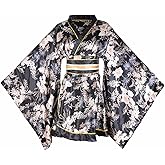 Women's Sexy Short Kimono Costume Yukata Dress Floral Print Japanese Traditional Geisha Robe Bathrobe Belt Outfit