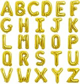 TONIFUL 16 Inch Gold Letter Balloons A-Z Set 52 Pieces Custom Phrase DIY