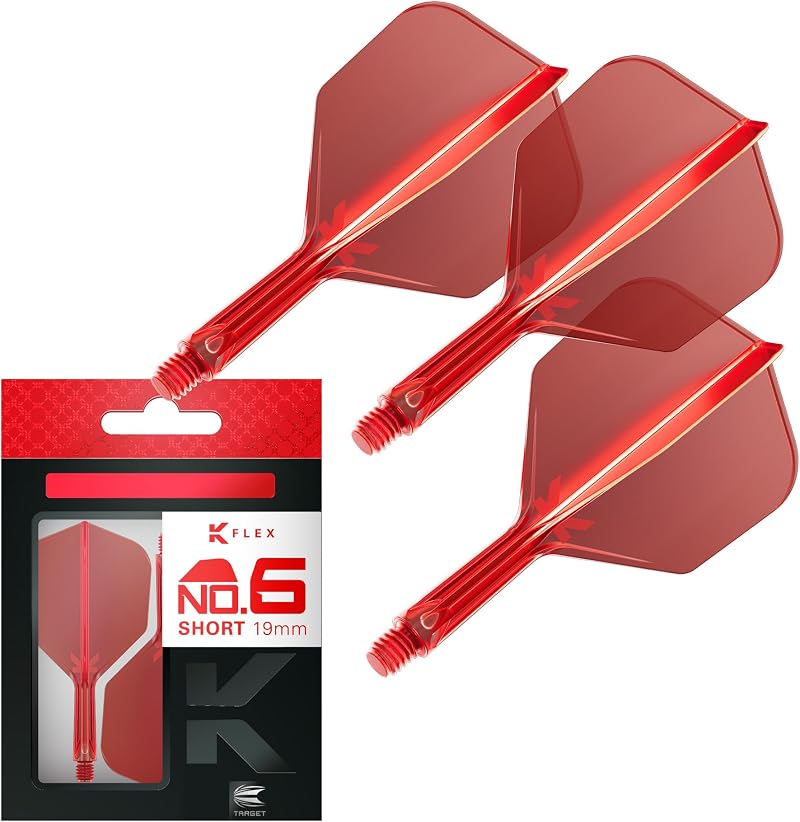 Target Darts K Flex Integrated Flights and Shafts No6 Red Short Pack of 3