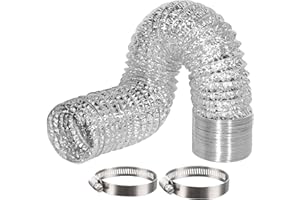 SunStream 6 Inch 25 Feet Non-Insulated Flex Air Aluminum Ducting Dryer Vent Hose for HVAC and Grow Tent Ventilation, 2 Clamps