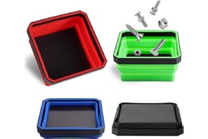 ALOANES Magnetic Parts Tray Set-Collapsible Magnetic Tool Tray Small Parts Organiser with Double Magnet,Magnetic Bowl for Fixing Nuts and Bolts (Mix Color)