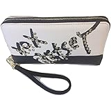 Betsey Johnson Zip Around Wristlet/Wallet,t, Black/Cream